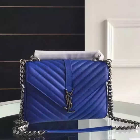 Replica Saint Laurent Medium Monogram College Bag in Blue Goatskin